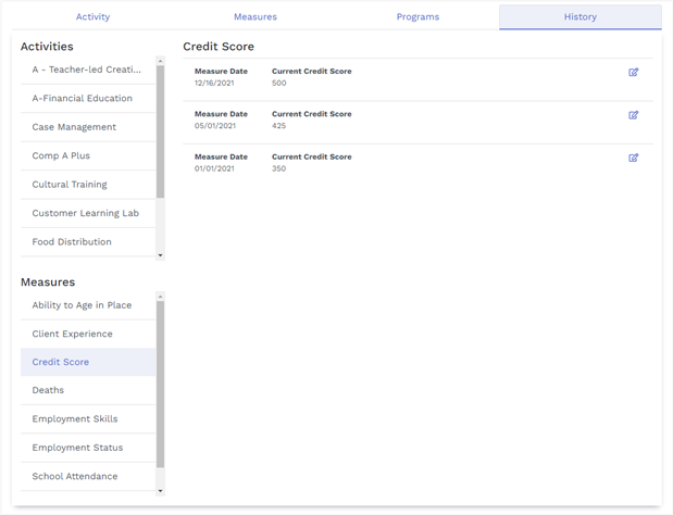 Client History Tab
