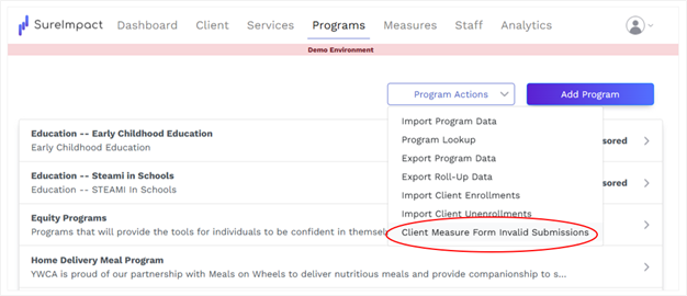 Client Measure Form Invalid Submissions 2