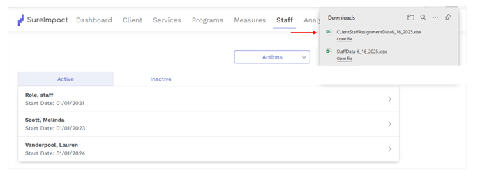 Export Staff Assignments
