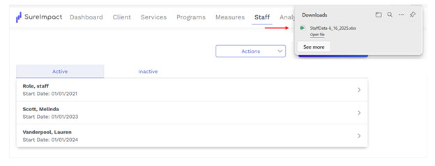 Staff Data Export Download